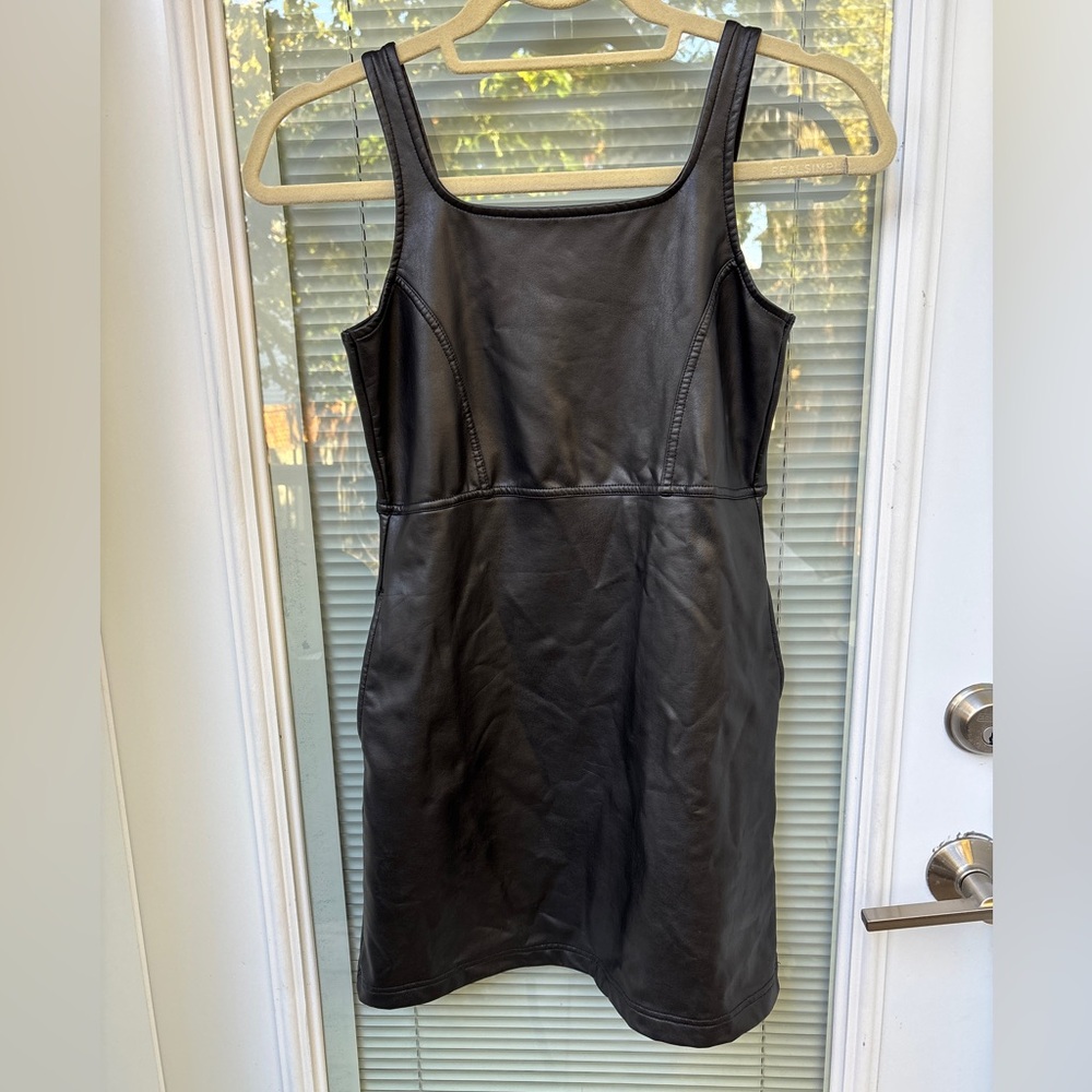 Abercrombie Girls Faux Leather Sleeveless Dress Size 11/12 Black